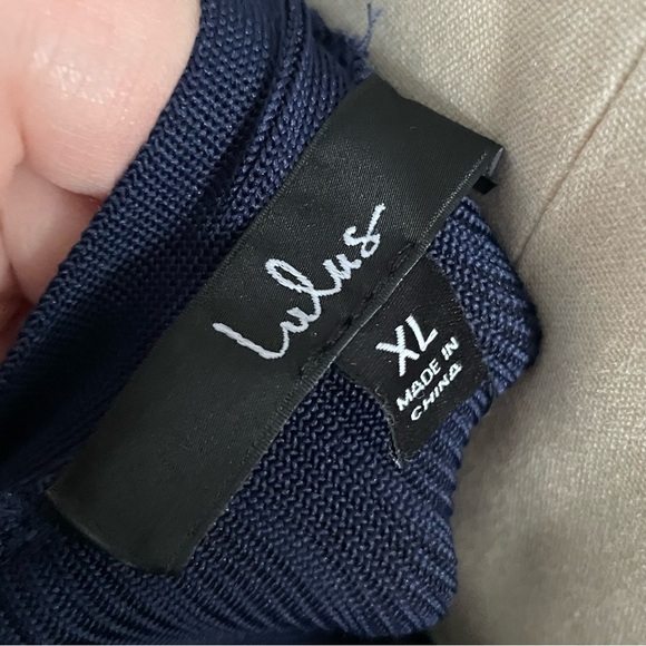 Lulus Dance Hall Navy Blue One-Shoulder Sweater Cropped Top- Size XL- NWT - Picture 6 of 7